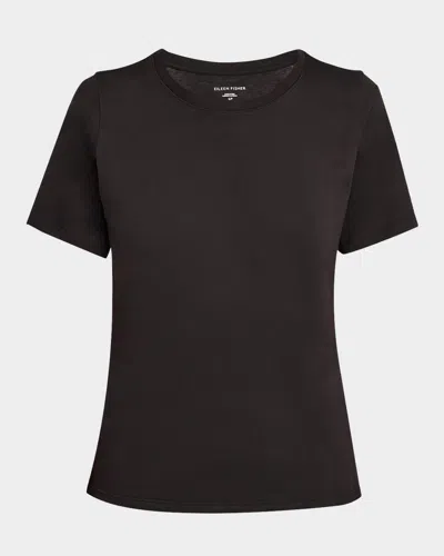 Eileen Fisher Crewneck Organic Cotton Jersey Tee In Black