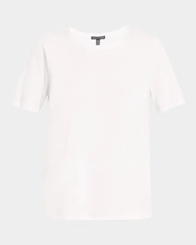Eileen Fisher Crewneck Organic Cotton Jersey Tee In White