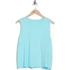 Eileen Fisher Crewneck Organic Cotton Sleeveless Top In Blue