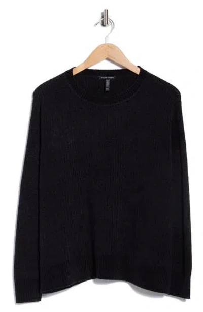 Eileen Fisher Crewneck Organic Cotton Sweater In Black