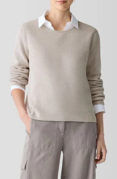 Eileen Fisher Crewneck Organic Cotton Sweater In Dove