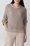 Eileen Fisher Crewneck Organic Cotton Sweater In Gray