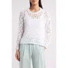 Eileen Fisher Crewneck Open-knit Organic Cotton Sweater In White