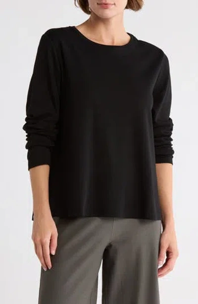 Eileen Fisher Crewneck Organic Cotton T-shirt In Black
