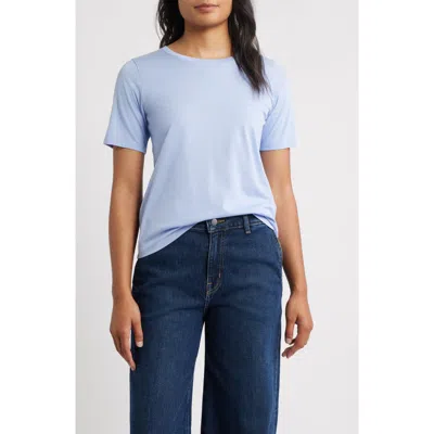 Eileen Fisher Crewneck Organic Cotton T-shirt In Blue