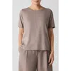 Eileen Fisher Crewneck Organic Cotton T-shirt In Cocoa