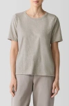 Eileen Fisher Melange Fine Organic Cotton Jersey Tee In Gray