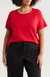 Eileen Fisher Crewneck Organic Cotton T-shirt In Scarlet