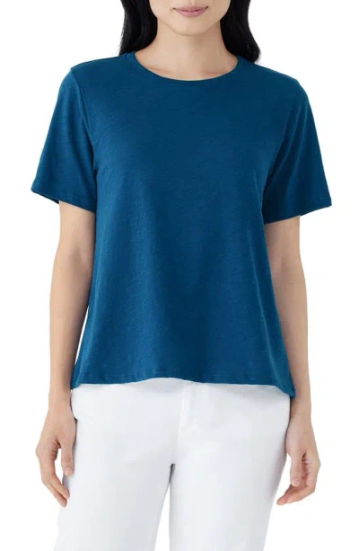 Eileen Fisher Crewneck Cotton Tee In Atlantis