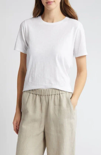 Eileen Fisher Crewneck Organic Cotton Top In White