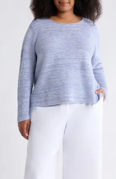 Eileen Fisher Crewneck Organic Linen & Organic Cotton Sweater In Blue