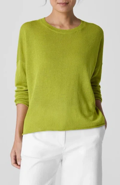 Eileen Fisher Crewneck Sweater In Chartreuse