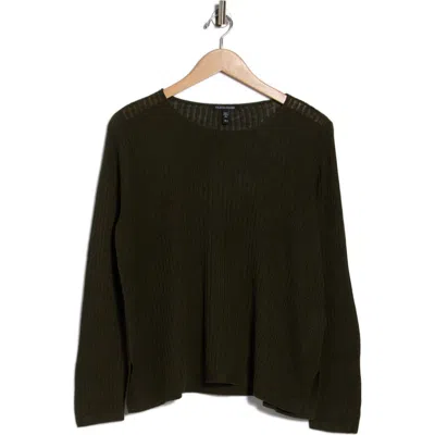 Eileen Fisher Crewneck Organic Linen & Organic Cotton Sweater In Black