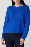 Eileen Fisher Crewneck Organic Linen & Organic Cotton Sweater In Lapis