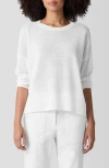 Eileen Fisher Crewneck Organic Linen & Organic Cotton Sweater In White
