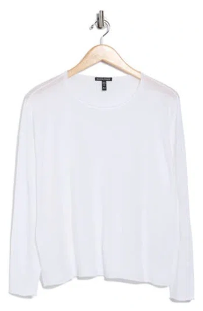 Eileen Fisher Crewneck Organic Linen & Organic Cotton Sweater In White