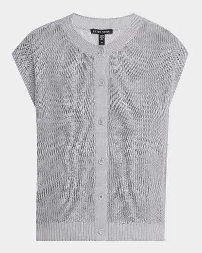 Eileen Fisher Crewneck Organic Linen-cotton Sweater Vest In Greystone