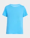 Eileen Fisher Crewneck Organic Linen Jersey Tee In Azure