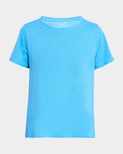 Eileen Fisher Crewneck Organic Linen Jersey Tee In Azure