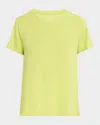 Eileen Fisher Crewneck Organic Linen Jersey Tee In Chartreuse