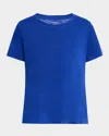 Eileen Fisher Crewneck Organic Linen Jersey Tee In Lapis