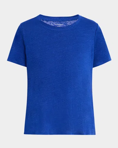 Eileen Fisher Crewneck Organic Linen Jersey Tee In Lapis