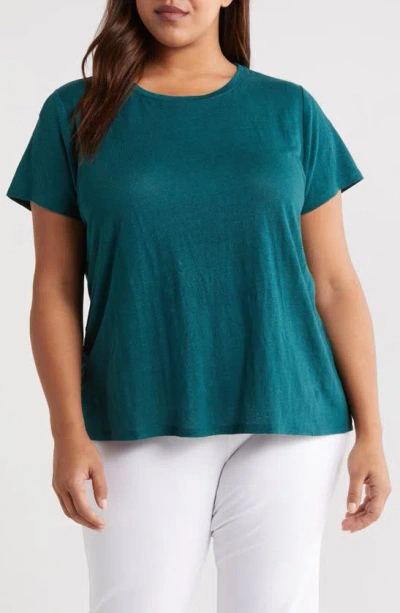 Eileen Fisher Crewneck Organic Linen T-shirt In Aegean