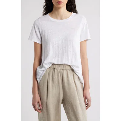 Eileen Fisher Crewneck Organic Linen T-shirt In White