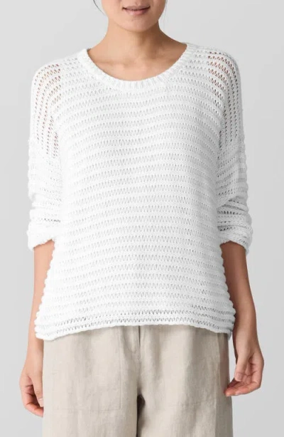 Eileen Fisher Crewneck Oversize Organic Cotton Sweater In White