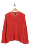 Eileen Fisher Crewneck Oversize Organic Cotton Sweater In Red