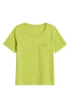 Eileen Fisher Crewneck Pocket Organic Cotton T-shirt In Chartreuse
