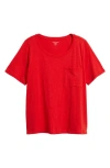 Eileen Fisher Crewneck Pocket Organic Cotton T-shirt In Cherry