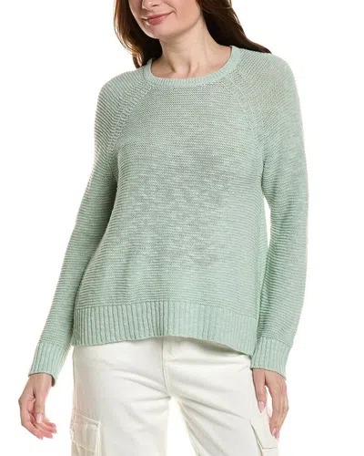 Eileen Fisher Crewneck Raglan Sleeve Linen-blend Sweater In Green
