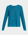 Eileen Fisher Crewneck Raglan-sleeve Sweater In Dragonfly