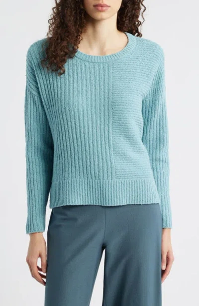 Eileen Fisher Crewneck Rib Organic Cotton Blend Sweater In Green