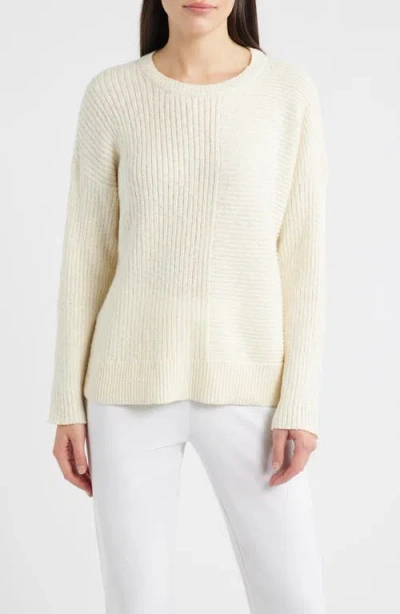 Eileen Fisher Crewneck Rib Organic Cotton Blend Sweater In Neutral