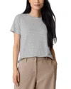 Eileen Fisher Stripe Organic Linen T-shirt In White/black