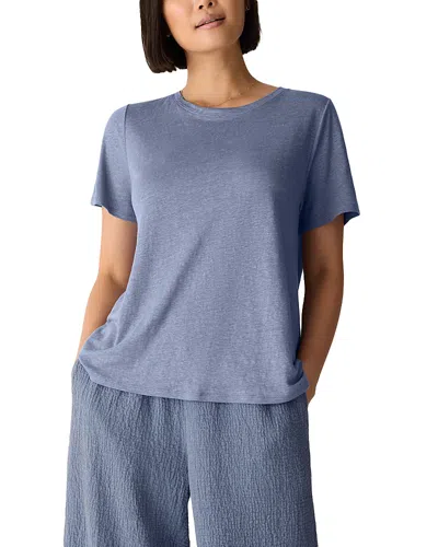 Eileen Fisher Crewneck Short Sleeve Tee In Blue