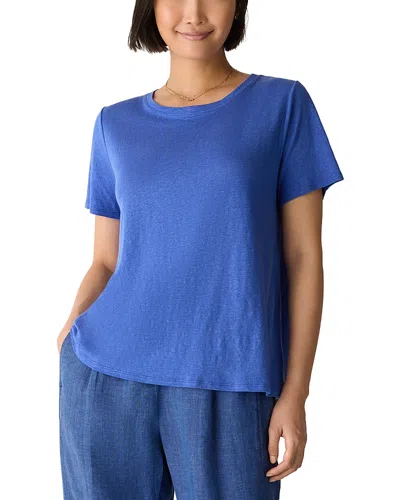 Eileen Fisher Crewneck Short Sleeve Tee In Blue