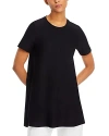 Eileen Fisher Crewneck Short Sleeve Tunic Top In Black