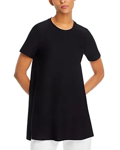 Eileen Fisher Crewneck Short Sleeve Tunic Top In Black