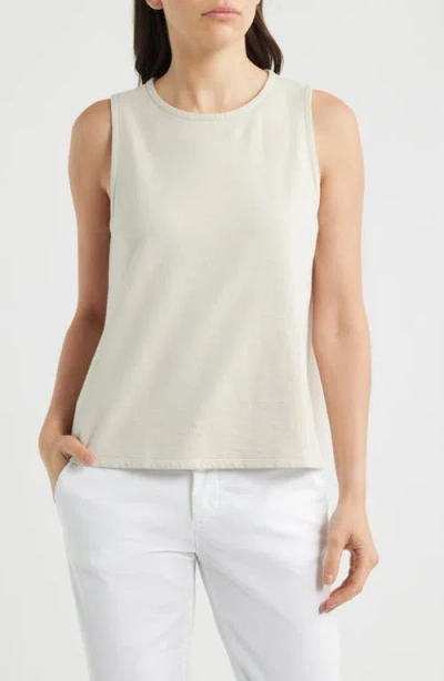 Eileen Fisher Crewneck Side Slit Organic Cotton Tank In White