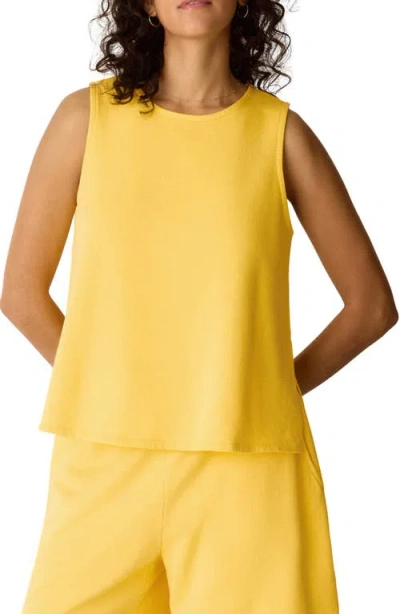 Eileen Fisher Crewneck Side Slit Organic Cotton Tank In Yellow