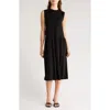Eileen Fisher Crewneck Sleeveless Tiered Dress In Black
