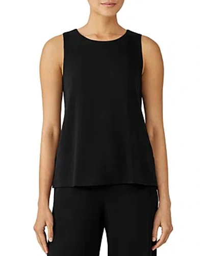 Eileen Fisher Petite Crewneck Jersey Shell In Black