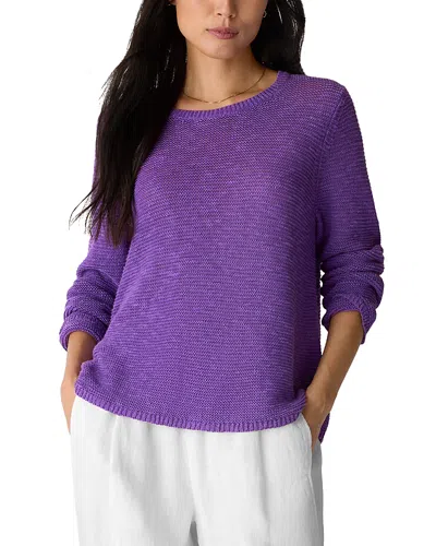 Eileen Fisher Crewneck Slub Sweater In Purple