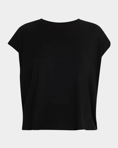 Eileen Fisher Crewneck Stretch Jersey Top In Black