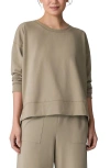 Eileen Fisher Crewneck Stretch Organic Cotton Sweatshirt In Twig