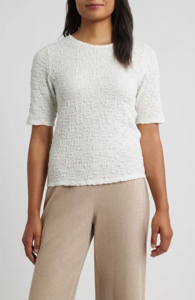 Eileen Fisher Crewneck Textured T-shirt In White