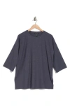 Eileen Fisher Crewneck Three-quarter Sleeve Top In Nocturne